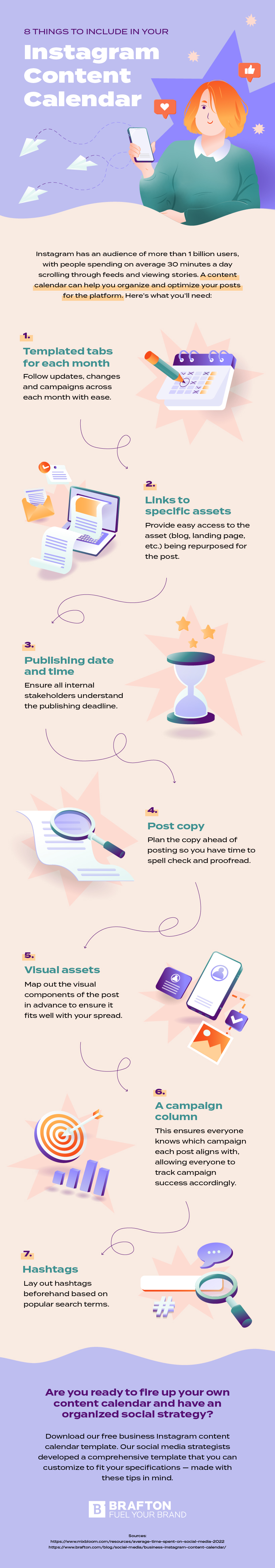 8 things to include in your instagram content calendar infographic